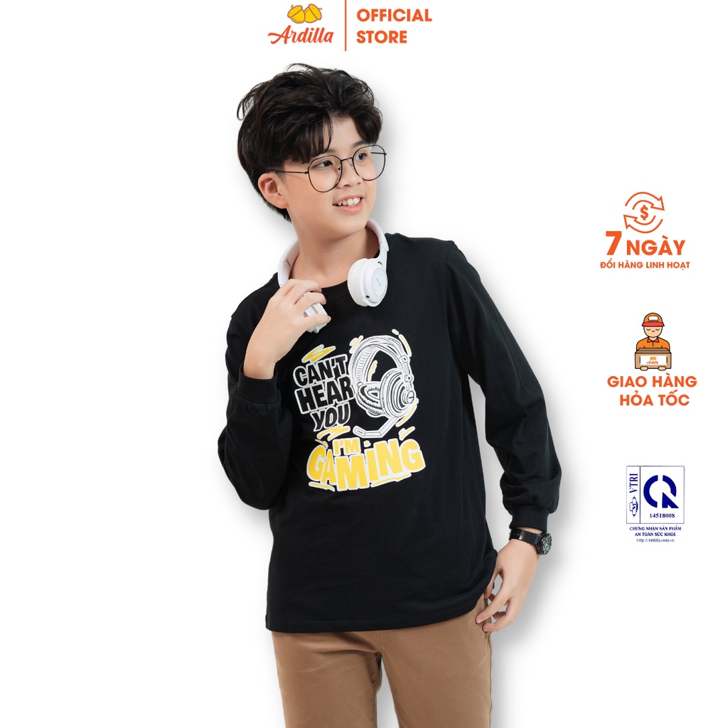 Áo thun dài tay thu đông bé trai ARDILLA size đại, chất liệu cotton mềm mại hình in sắc nét từ 8 đến 15tuổi (teen) TB320