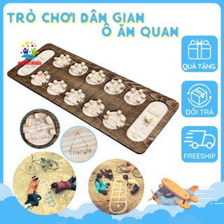 Bàn Cờ Ô Ăn Quan Bằng Gỗ Board Game Trí Tuệ Kết Hợp Học Tiếng Anh Cho Trẻ