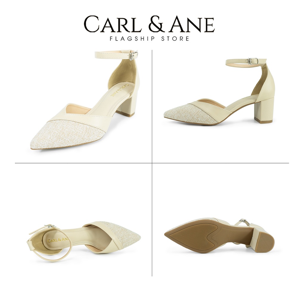 Carl & Ane - Giày cao gót bít mũi kiểu dáng Hàn Quốc màu đen phối bò