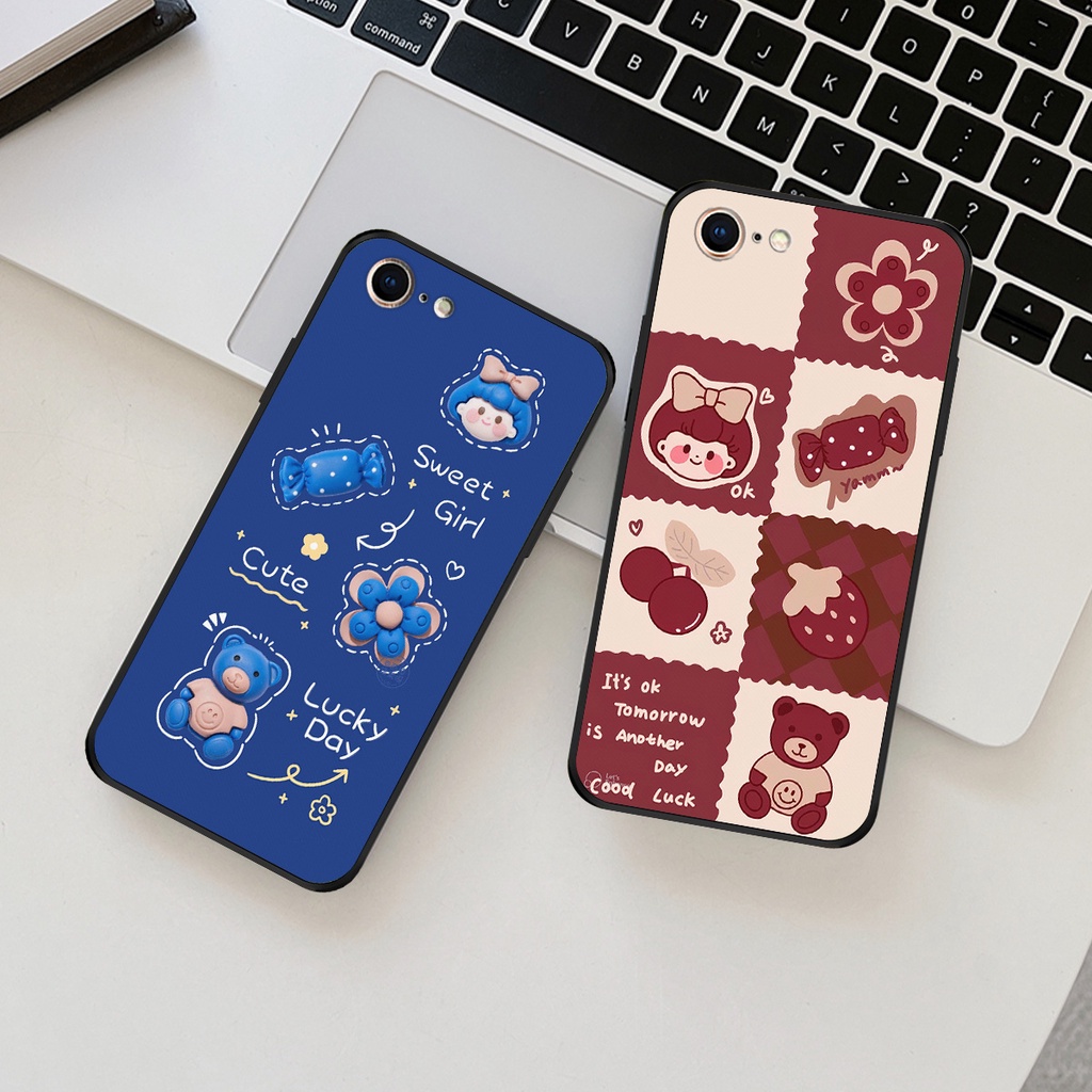 Ốp lưng iphone 6/6s - 6plus/6splus - 7/7plus - 8/8plus in hình gấu thỏ,gấu kẹo sweet 3D cute dễ thương.