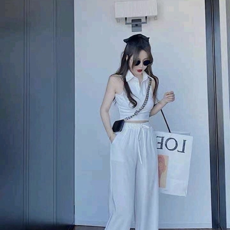 Áo croptop 3 lỗ nữ, áo sát nách cổ polo siêu xinh