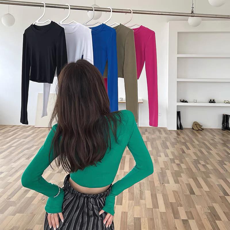 Áo thun tăm BASIC CROPTOP LỬNG tay dài