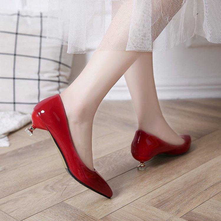 ﹉✚Giày Cao Gót 3cm Mũi Nhọn Gót Thấp 3cm Phong Cách Hàn Quốc Cho Nữ