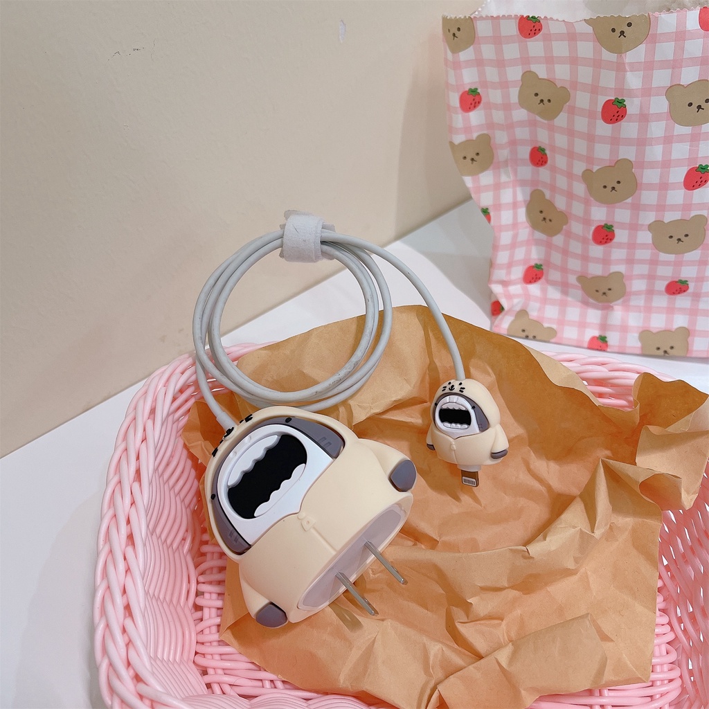 Set 2 Dây Cáp Sạc Nhanh / Truyền Dữ Liệu USB Type-c Hình Cá Mập 3D Bằng Silicon Chống Sốc Cho Apple iphone / ipad 18W / 20W Ốp