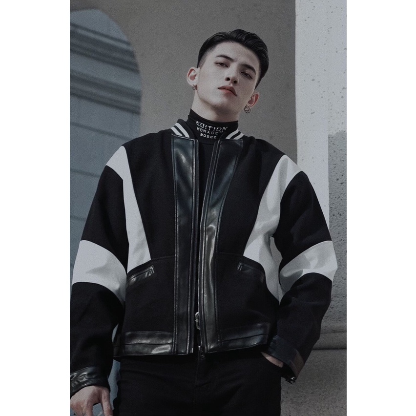 Áo khoác bomber varsity jacket The Bad God Black Rider