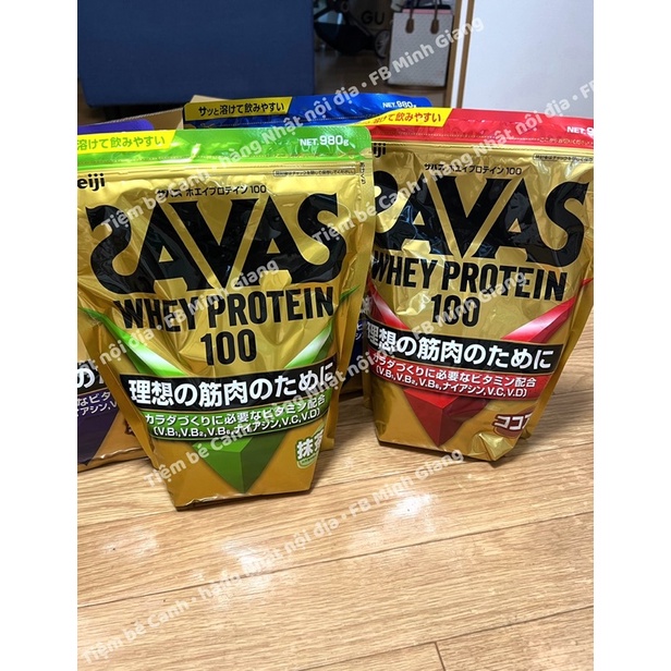 Bột tăng cơ Savas Whey Protein 100 Meiji nội địa Nhật Bản