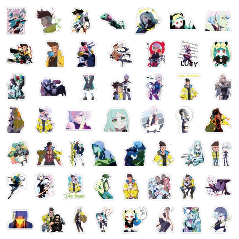 Z & M❀ Cyberpunk: Hình Dán Edgerunners ❀ Bộ 52 Miếng Dán Chống Thấm Nước Kiểu Anime Nhật Bản Dễ Thương