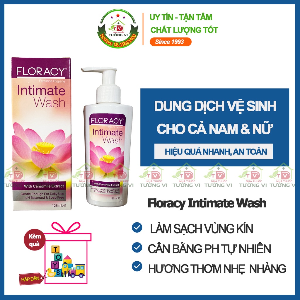 Dung dịch vệ sinh Floracy - Làm sạch vùng kín và duy trì độ cân bằng pH tự nhiên của cơ thể.