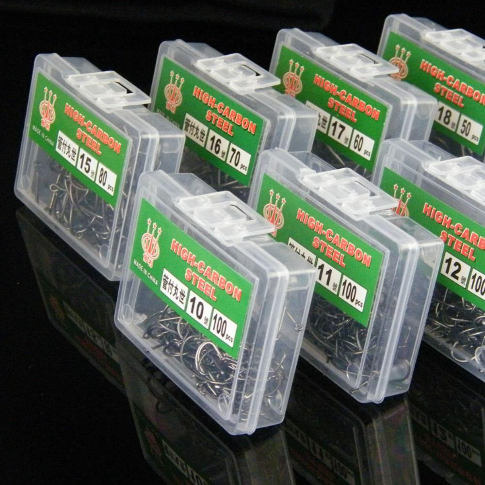 Hộp 100 Lưỡi Câu Cá Bằng Thép Carbon Cao Cấp