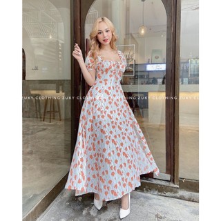 ZUKY CLOTHING - Đầm hoa dài xẻ chân