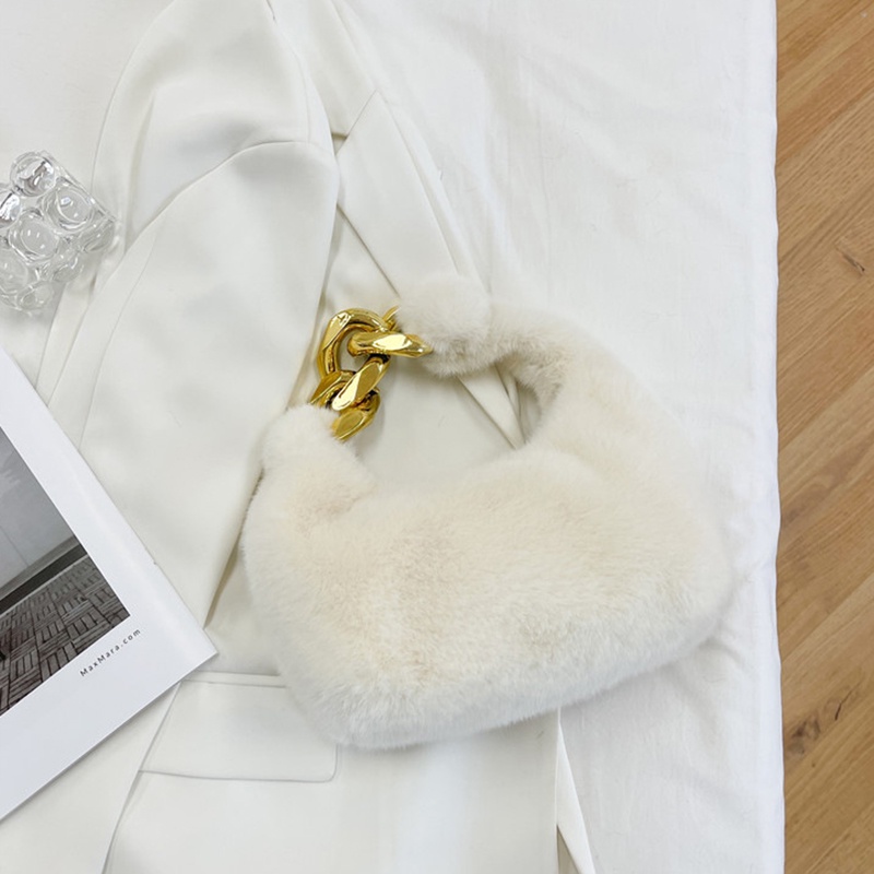 Túi xách lông nhung IELGY màu trơn dây xích thời trang cho nữ