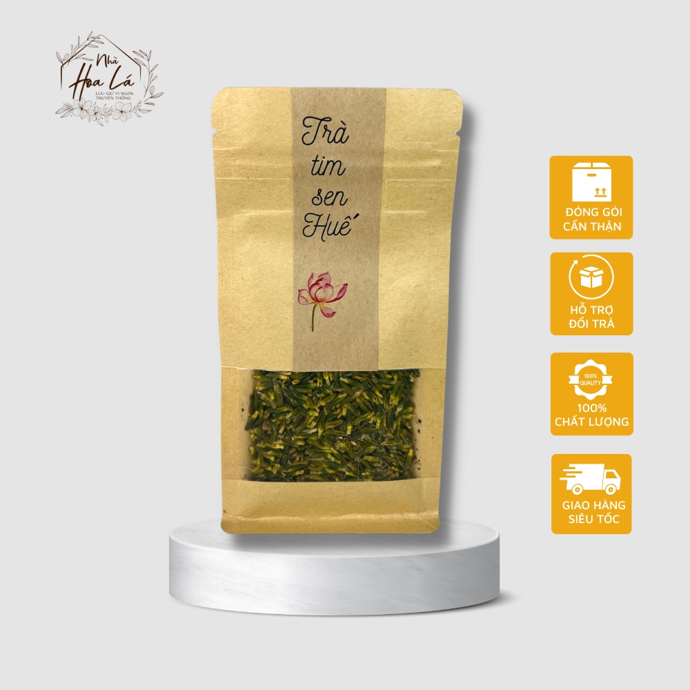 Trà tim sen Huế phơi khô rang củi hạ thổ
