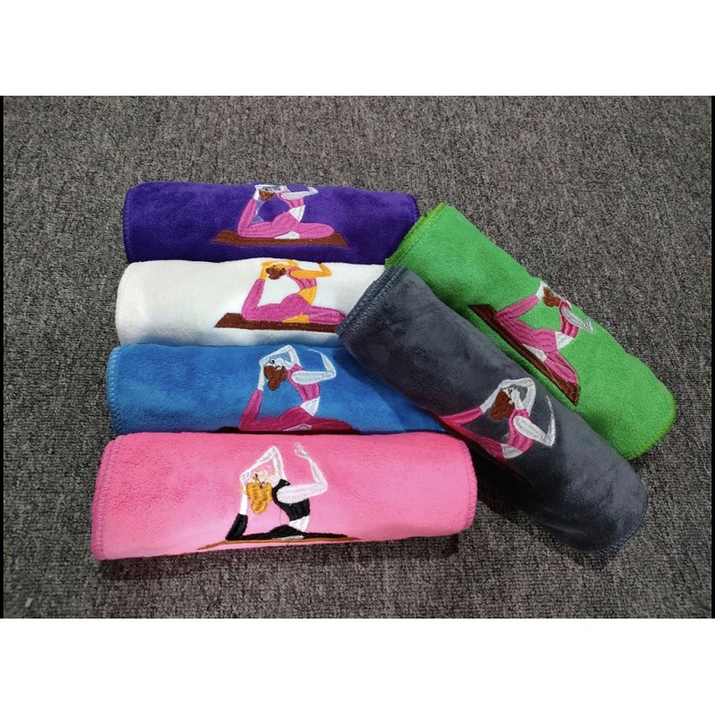Khăn lau mồ hôi tập Yoga , kích thước 110cm x 25cm khăn thêu vải cotton cao cấp pha nhung mềm mại thấm hút mồ hôi