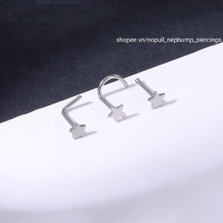   1 Chiếc  Khuyên Mũi hình Ngôi sao   Trái tim - Khuyên Mũi Thép Y Tế Không Gỉ - Khuyên xỏ cánh mũi 