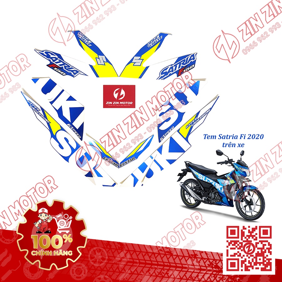 Tem Satria Fi Xanh GP 2020 - 68019-12KB0-YSF - Zin Zin Motor