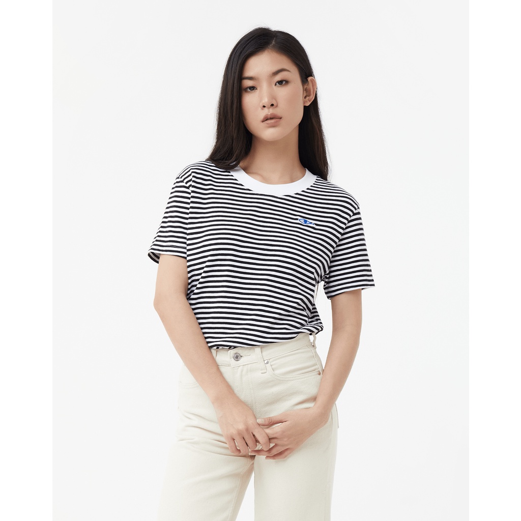 TheBlueTshirt - Áo Thun Tay Ngắn Hoạ Tiết Sọc Trắng Đen - No.4 Short Sleeve T - Black and White Stripe