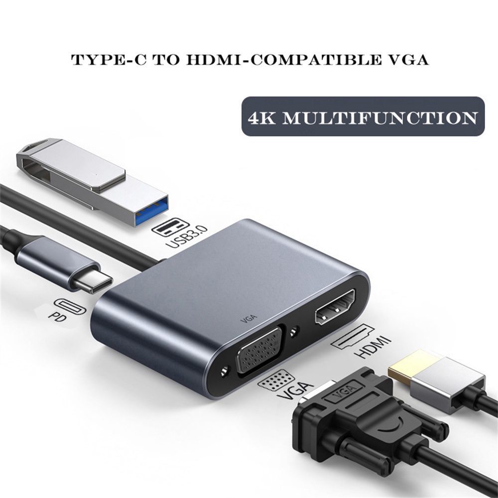 Dock Chuyển Đổi USB C 3.0 VGA PD 4K Type C Sang HDMI Cho MacBook Nintendo Samsung S20 Dex Huawei P30 Xiaomi 10 TV