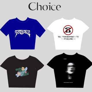 CHOICE.SG Áo Thun In Hình Thun Cotton Co Dãn 4 Chiều Y2K-TOP