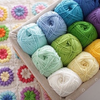 Len Milk Cotton LYLYCRAFT Cuộn Len BoBo 50g Sợi 2mm Sử Dụng Để Đan Móc Thú Bông, Hoa Len Handmade