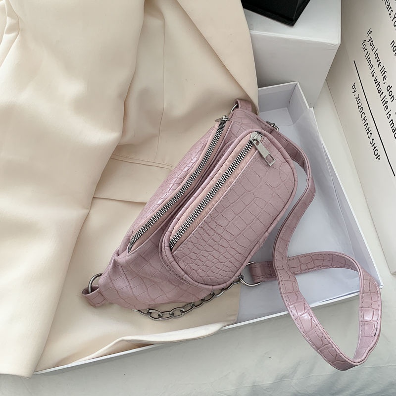 Mischa Túi Đeo Hông Da PU Màu Trơn Họa Tiết Hình Thoi Phong Cách Phương Tây Thời Trang Cao Cấp