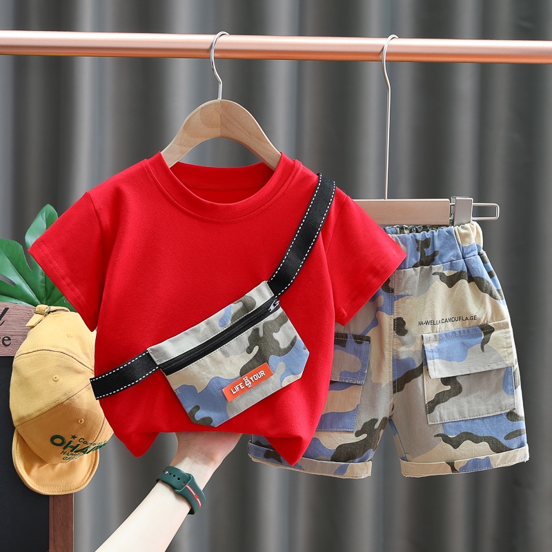 Set Đồ Mùa Hè 2 Món Gồm Áo Thun Cotton + Quần Ngắn Cơ Bản Cho Bé Trai/Gái