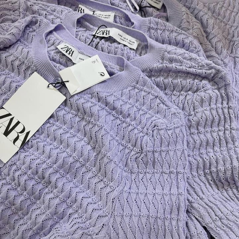 Áo cardigan dệt kim tím dáng croptop