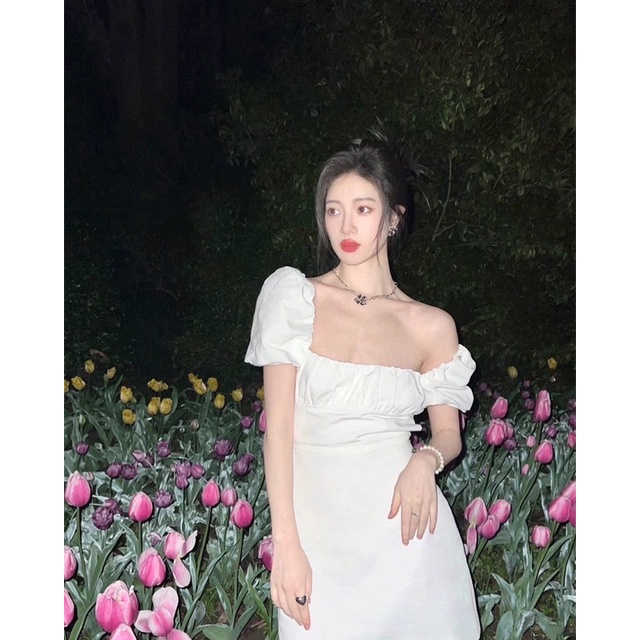 Đầm Zara Tay Phồng Hở Lưng Cột Dây