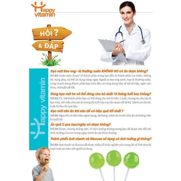 Kẹo mút Keo ong lá thường xuân. Hàng chính hãng Happy Vitamin