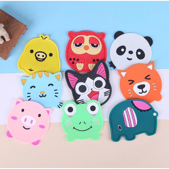 Lót Ly Silicon, Miếng Lót Cốc, Đế Lót Ly Silicone Hoạt Hình Dễ Thương Chống Trượt