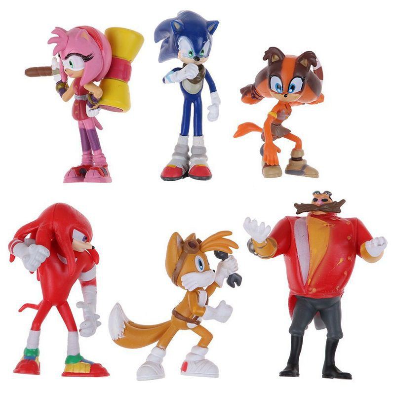Set 6 bức tượng hình nhân vật vật hoạt hình Sonic the Hedgehog làm quà tặng cho trẻ em