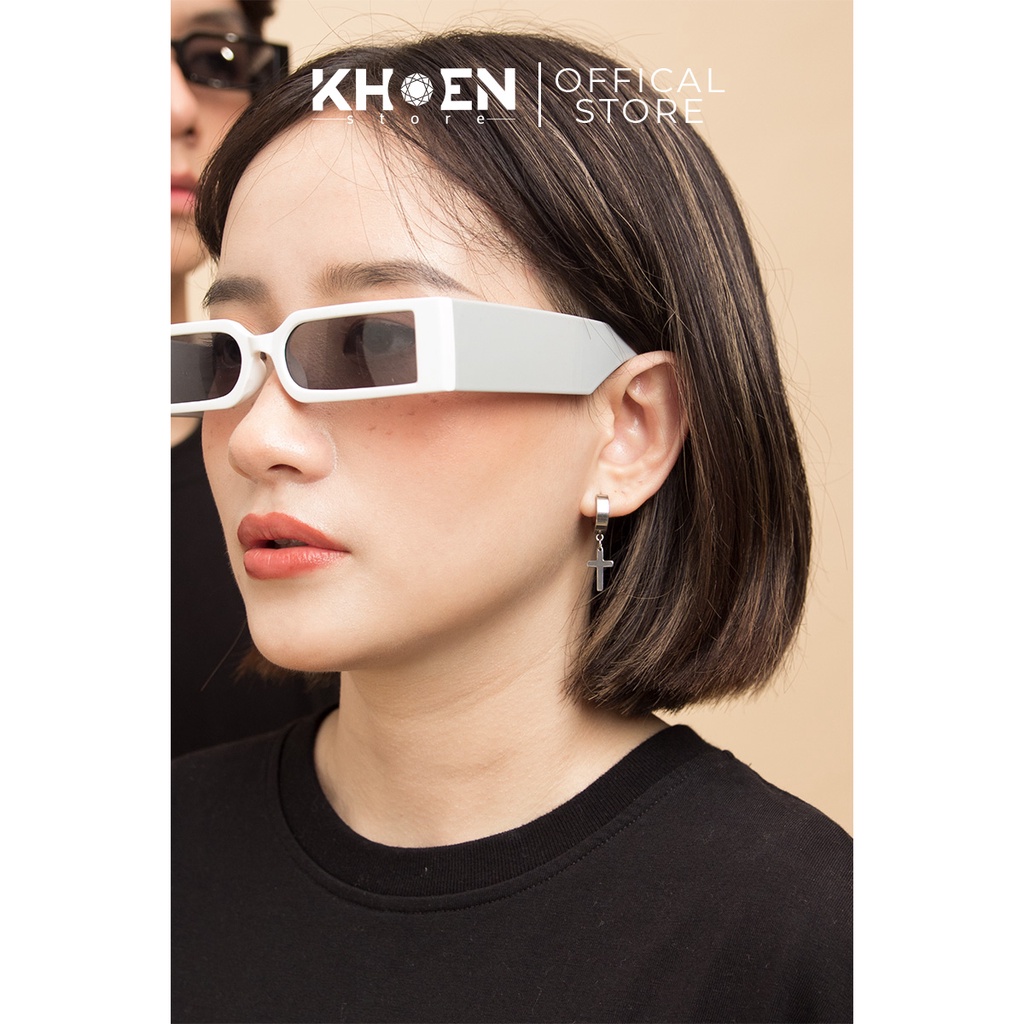 Khuyên tai nam thánh giá tròn dày 8mm thép không rỉ - Khoen Store