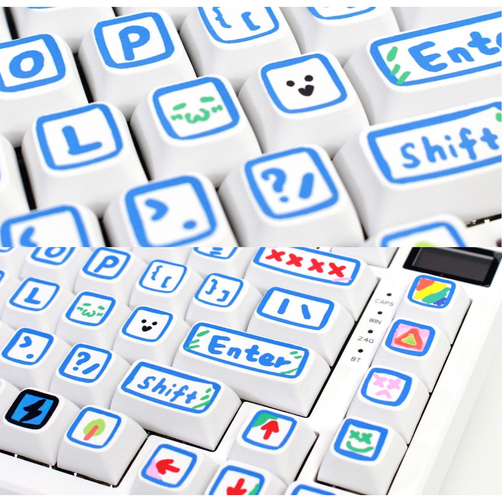 Watercolor Pen Keycaps XDA Profile Vẽ Tay Hoạt Hình PBT Dye Sub Bàn phím cơ Keycap