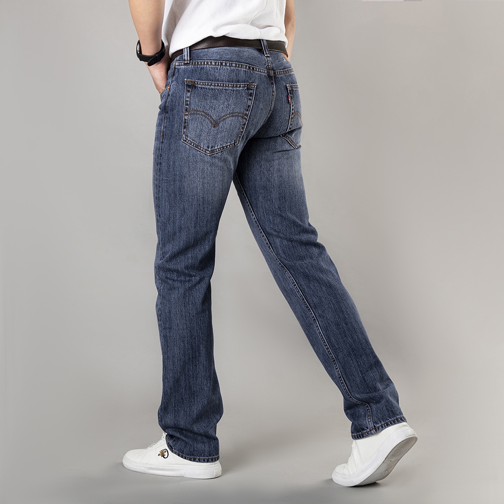 Quần Jean Ống Suông Nam Cao Cấp Xanh Đậm, Quần Jean Nam Ống Rộng, Kiểu Dáng Chững Chạc Lịch Sự - DOKI SN-09