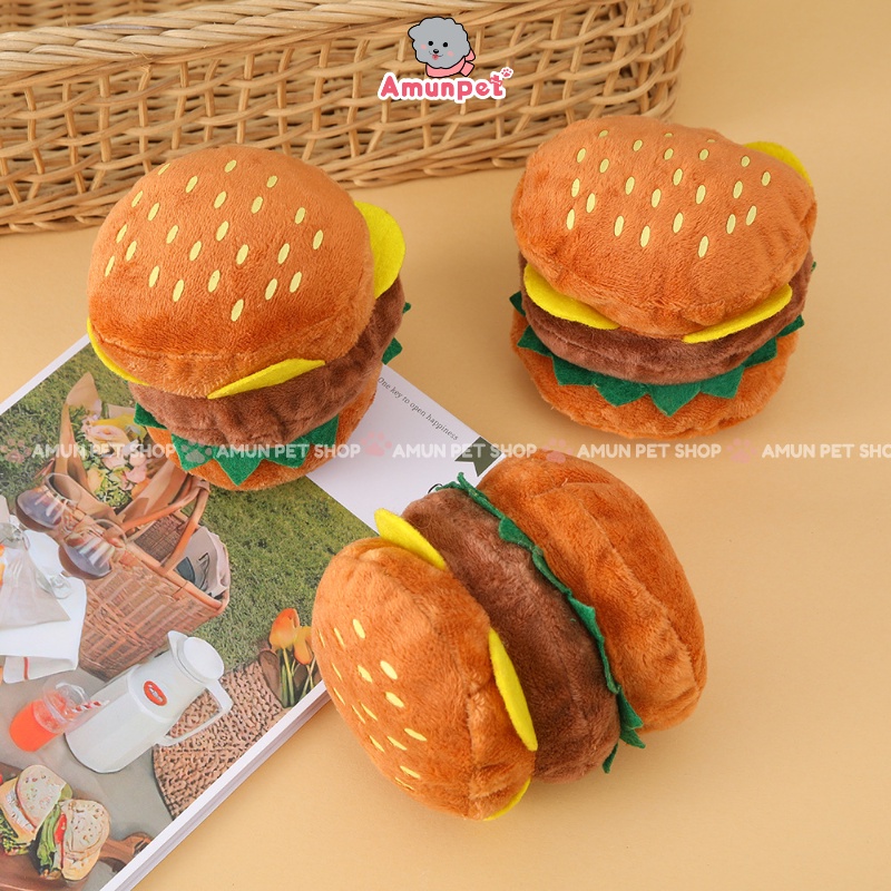 Đồ Chơi Hamburger Cho Chó Mèo Nhồi Bông Phát Ra Tiếng Đồ Chơi Khoai Tây Chiên Chút Chít Dễ Thương Cho Thú Cưng Amun Pet