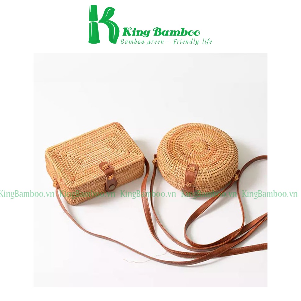 Túi xách bằng mây đi biển phong cách vitage, mây tre đan KING BAMBOO