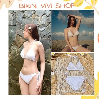 Đồ bơi đi biển, bikini 2 mảnh quần chip tam giác sexy màu trắng