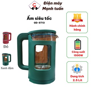 Ấm đun siêu tốc cuckdd gd-st13 1.5 lít bình đun siêu tốc chất liệu thủy tinh bọc nhựa công suất 1500w
