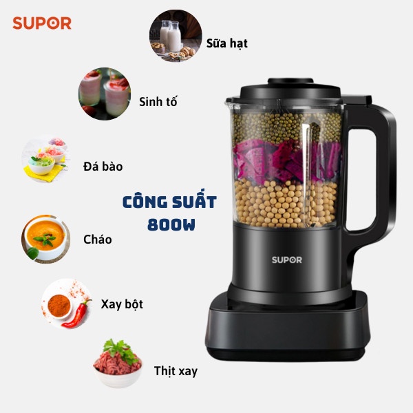 Máy xay sữa hạt,xay đậu nành,xay sinh tố,pha trà,nấu cháo đa năng Supor SP301S giảm ồn tối đa hàng chính hãng