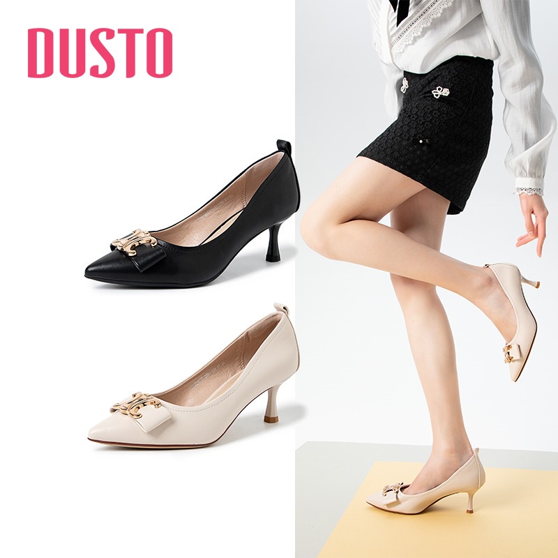 giày cao gót nữ dusto thời trang công sở đẹp cao 6.5p cao cấp giá rẻ da mềm chắc chắn êm chân màu đen be-CGDT060
