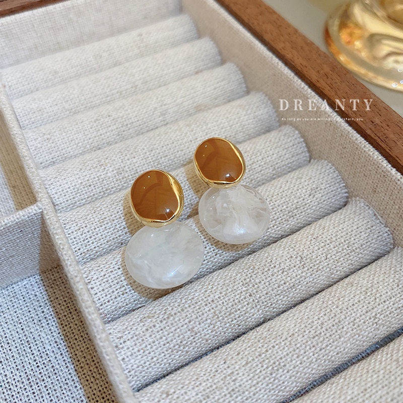 Bông Tai Hình Học Kiểu Bất Đối Xứng Màu Sắc Tương Phản Phong Cách Hàn Quốc Thời Trang Cho Nữ