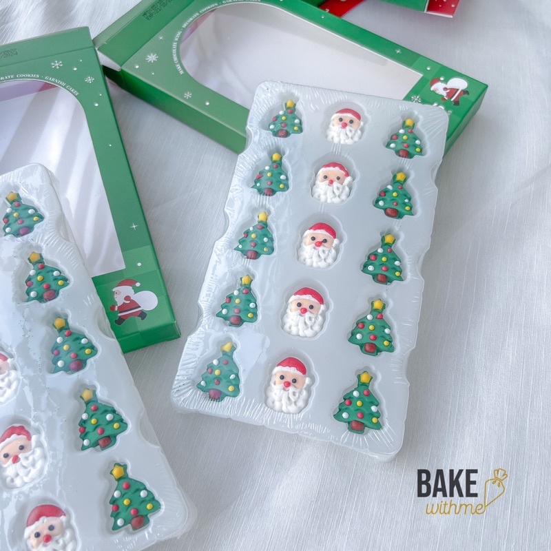 Kẹo bông đường, kẹo trang trí bộ 15 và 8 hình Giáng Sinh trang trí bánh sinh nhật, bánh kem