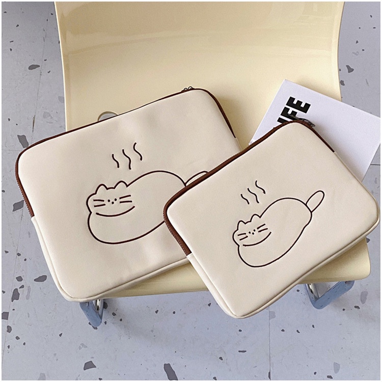 Túi Đựng Laptop / Máy Tính Bảng Thêu Hình Động Vật Dễ Thương Phong Cách Hàn Quốc Cho 10 11 13 inches