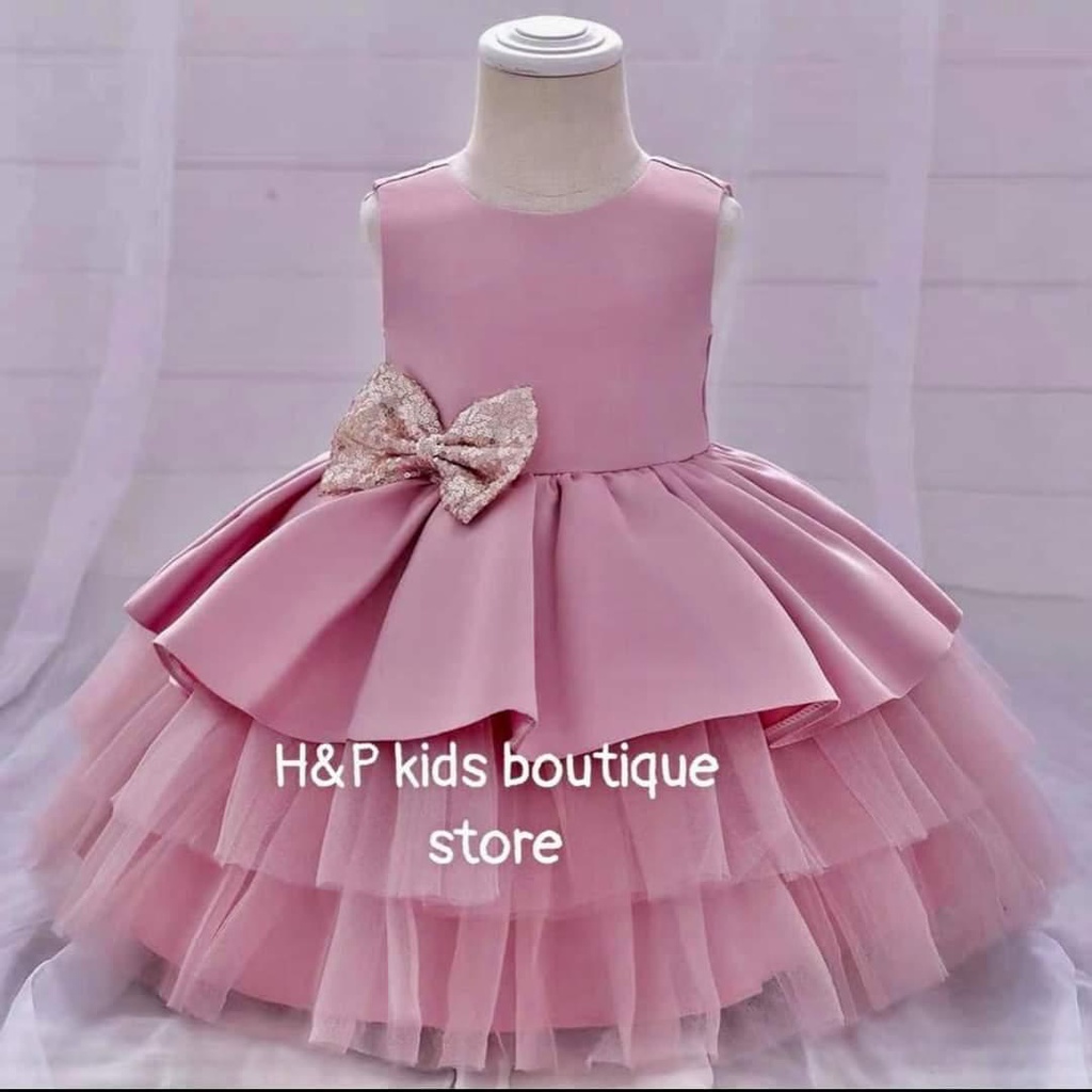 Đầm công chúa xòe đính nơ siêu cưng cho bé 07-20kg