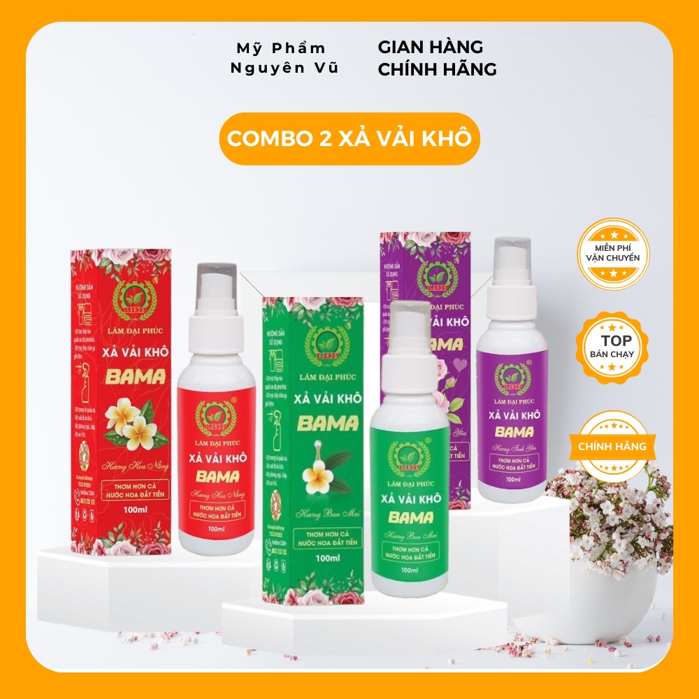 Combo 2 Xả Vải Khô BAMA Lâm Đại Phúc Chai Nước Hoa Xịt Thơm Khử Mùi Quần Áo , Lưu Hương Bền Lâu
