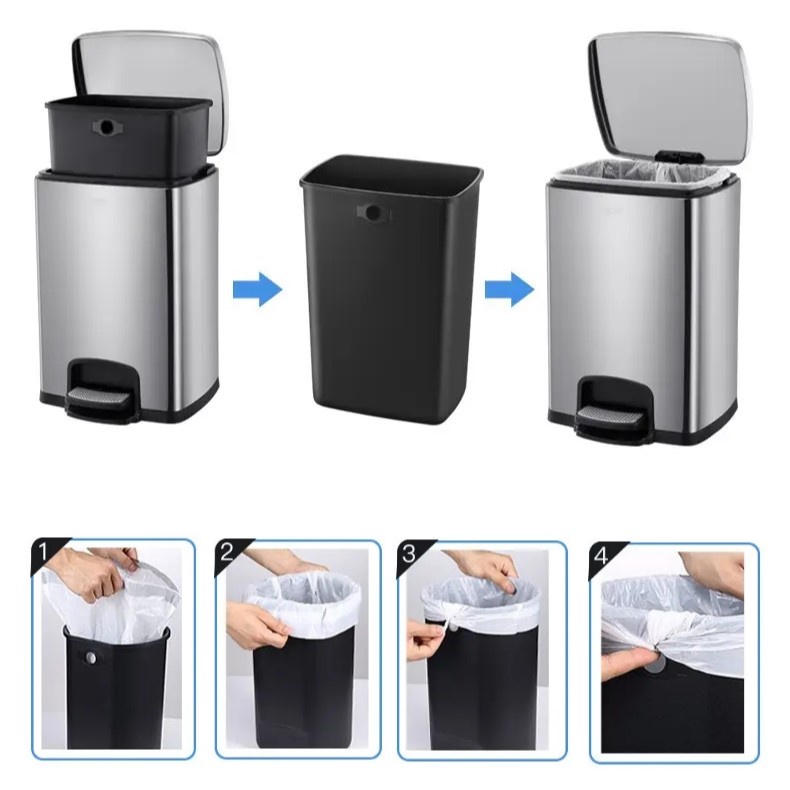 Thùng rác đạp chân CCKO có nắp đậy bật Inox cao cấp CK9934 phòng khách nhà bếp nhiều màu 5L 8L 12L 20L 30L