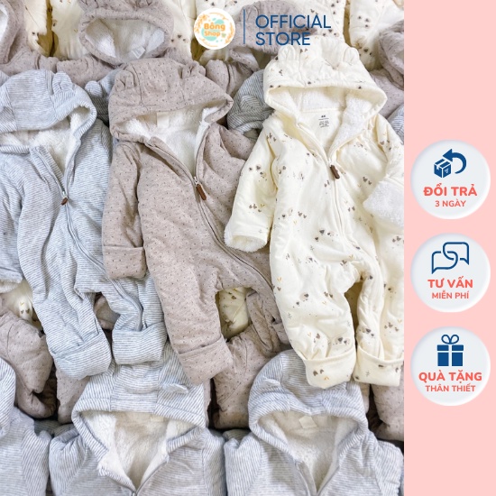 Body Dài Tay Lót Lông Cho Bé Trai Bé Gái Body Ủ Sơ Sinh Siêu Ấm Hàng Xuất Dư Xịn