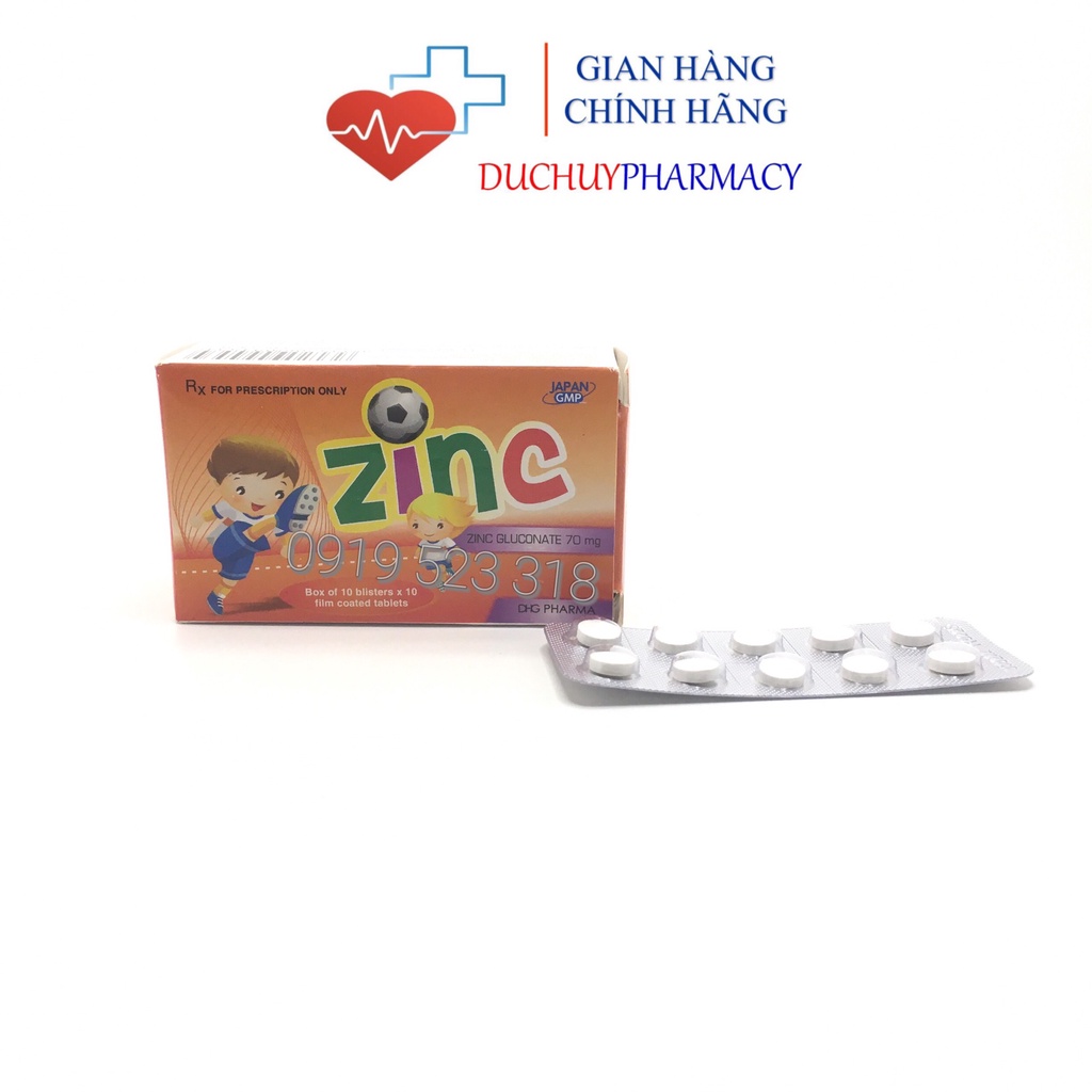 Zinc Gluconat DHG - Bổ sung kẽm, tăng sức đề kháng và chăm sóc sức khỏe nam giới ( hộp 100 viên)