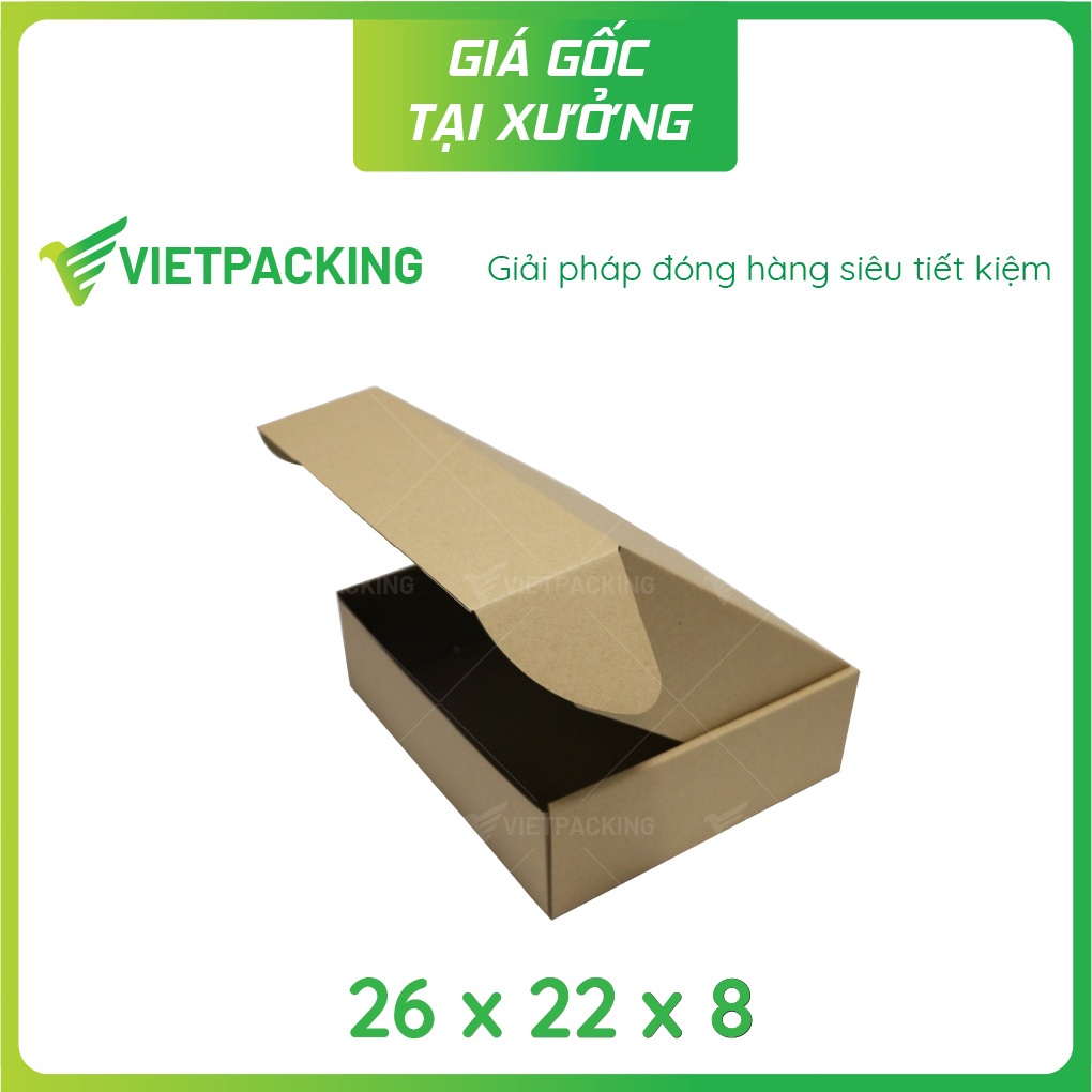 26x22x8 - 25 hộp carton nắp gài hông đẹp, giấy cứng, form chắc chắn V1075