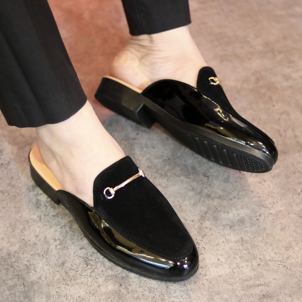 Sục Da Nam,Giày lười Hở Gót,Sục Nam MẶT DA lộn đai vàng chống gỉ mã L194