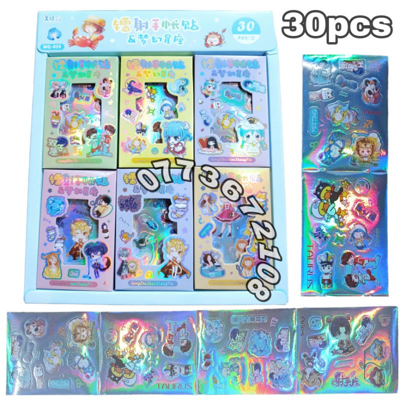 Hộp 30 bộ sticker hình dán chibi anime đẹp